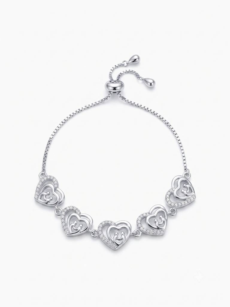 925 Silver Elegant Crystal Link Bracelet For Women : BR-57