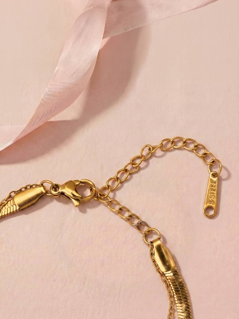 Heart Charm Chain Bracelet For Women - Waterproof & Anti-Tarnish : BR0364