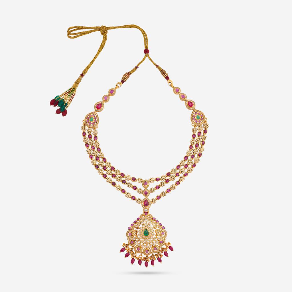 Ruby-Green Gold - Plated Bridesmaid Temple Necklace - 447972 : 447972