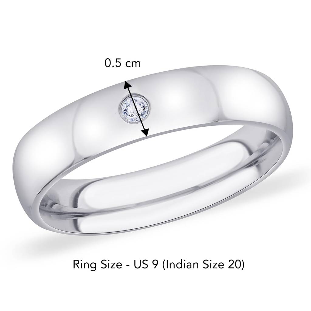 316L Stainless Steel Silver Plated Cz Band Ring For Men Size- Us 9, Gifts For Men : PX8R03-9