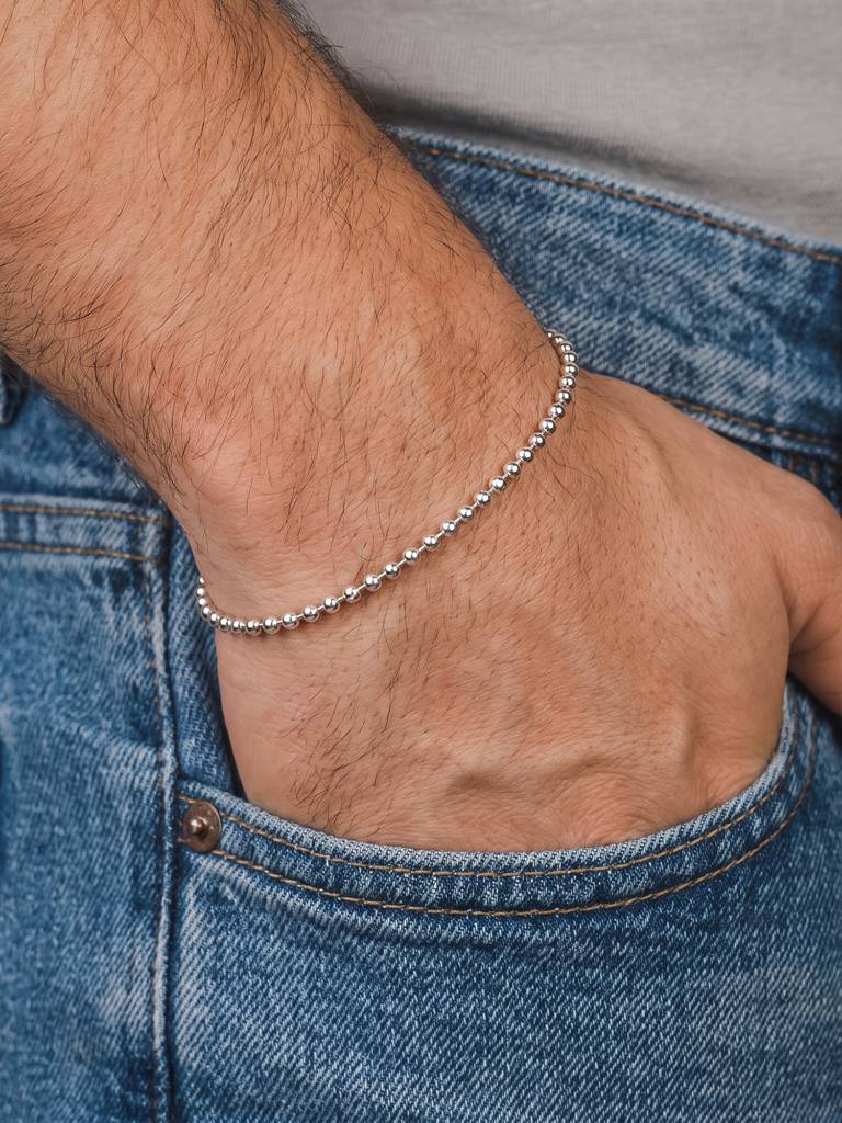 925 Silver Ball Chain Bracelet : IRLB4013