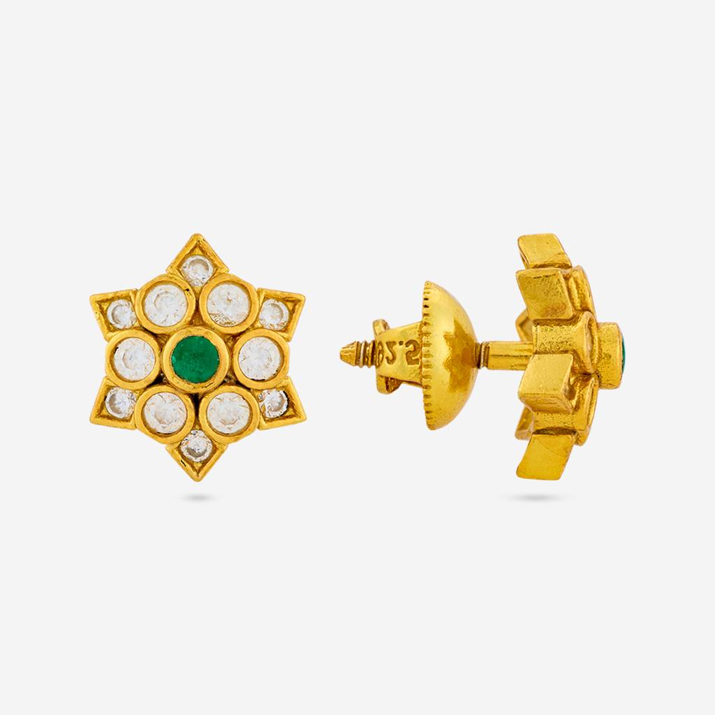 Green Gold - Plated Festive Temple Earring - 462030 : 462030