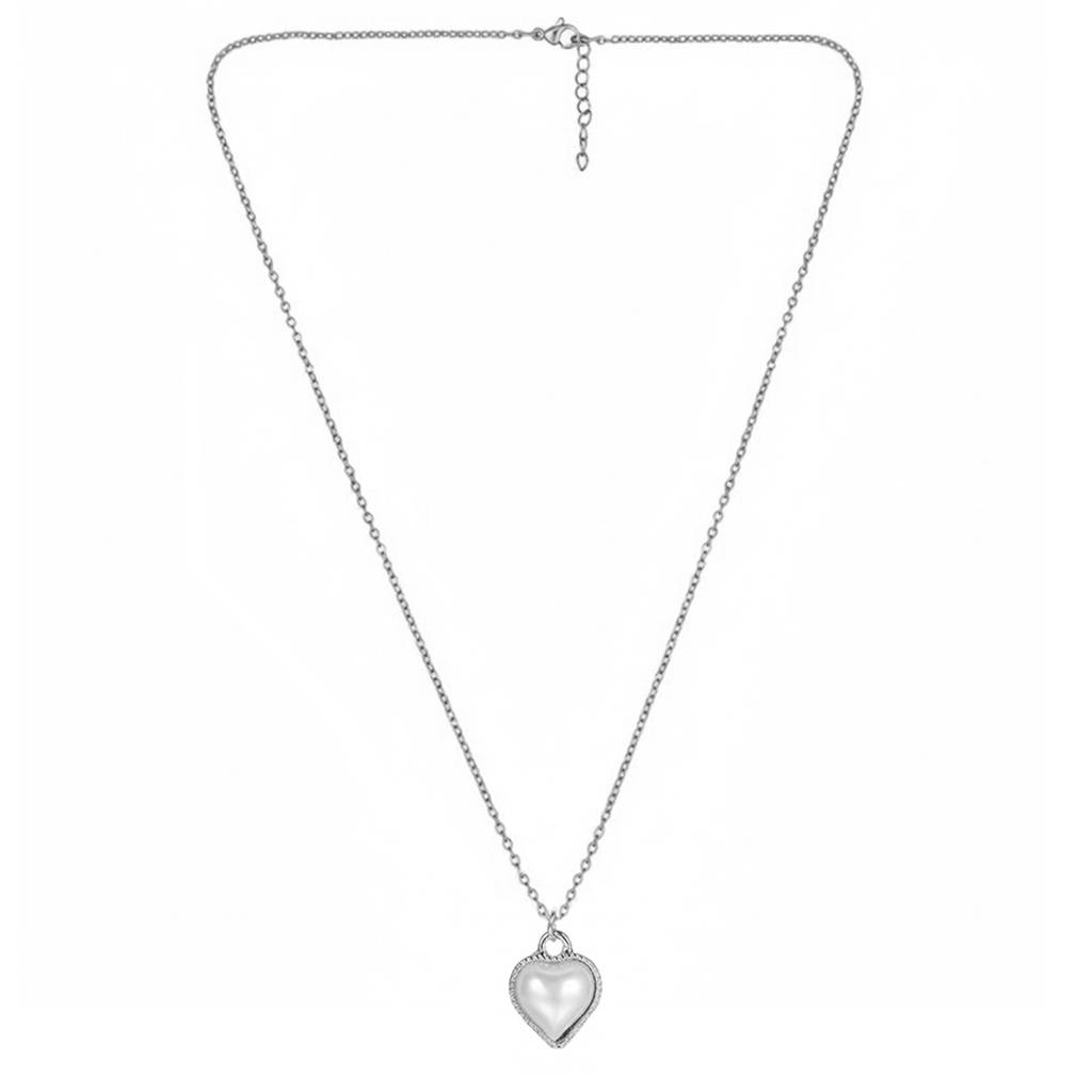 Pearl Studded Heart Shape Pendant Chain Earrings Ring Set Fashion Jewellery For Women & Girls : PX9PS60RW