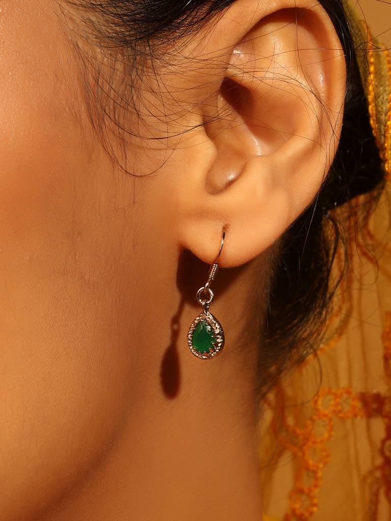 Charming Oval Shape Green Crystal Gold Plated Matinee Necklace Set (Mala) For Women : 6ML27_MD