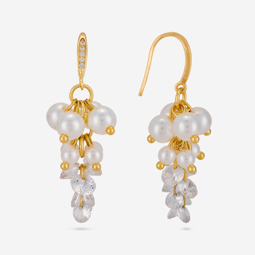 Pearl Gold - Plated Casual Wear Trendy Zircon Earring - 464622 : 464622