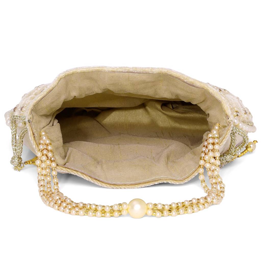 Embroidered - Ethnic Potli Bag For Women Fancy Evening Bridal Wristlet Purse Bag For Girls : P64G-F