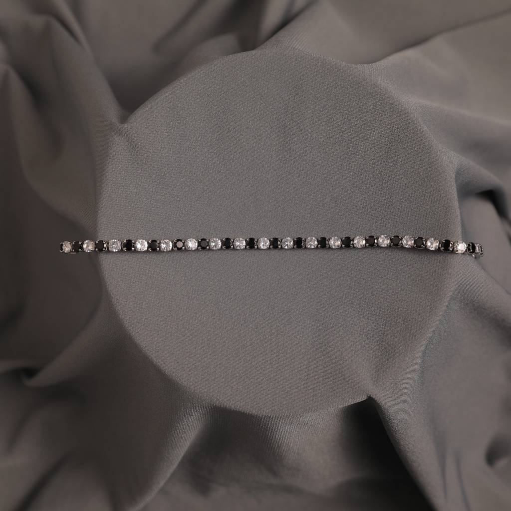 Two Tone Radiance Tennis Bracelet : MB1S0979-S-BK