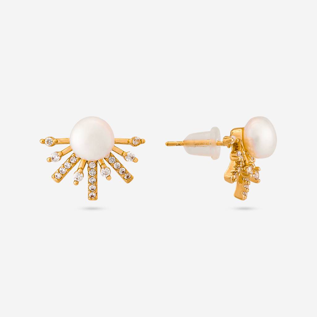 Pearl Gold - Plated Casual Wear Trendy Zircon Earring - 464754 : 464754
