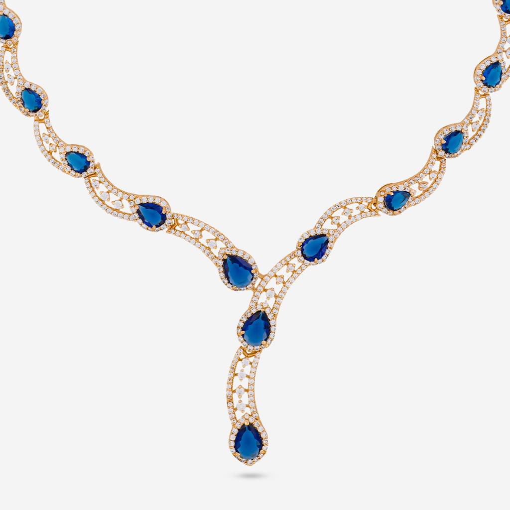 Gold-Rose - Plated Party Wear Zircon Necklace - 469485 : 469485