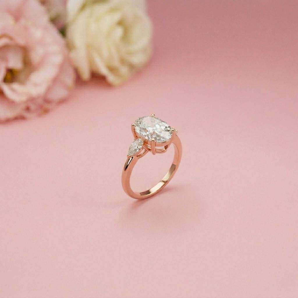 3.1Ct Moissanite Oval Cut Three-Stone Elegance Ring : ZLM-10133R-10N
