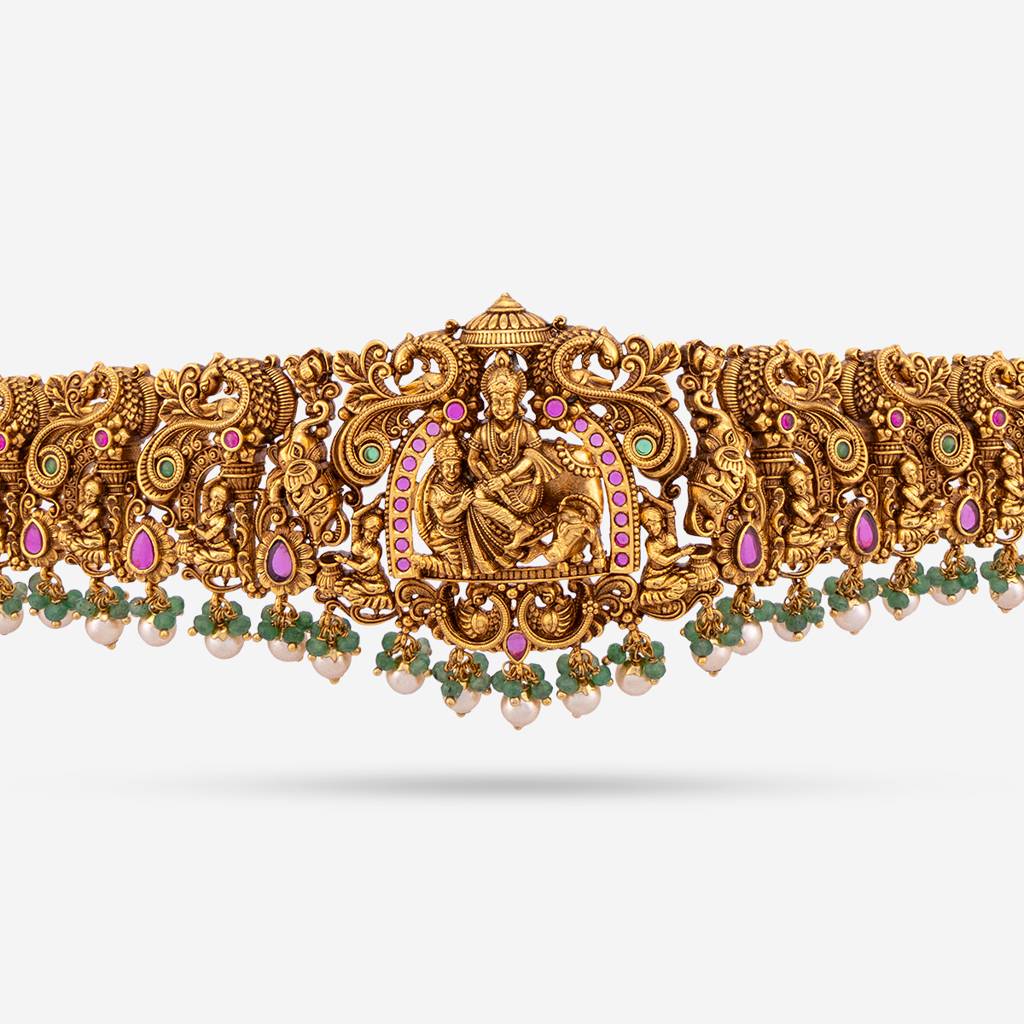 Ruby-Green Gold - Plated Bridal Antique Belt - 442867 : 442867