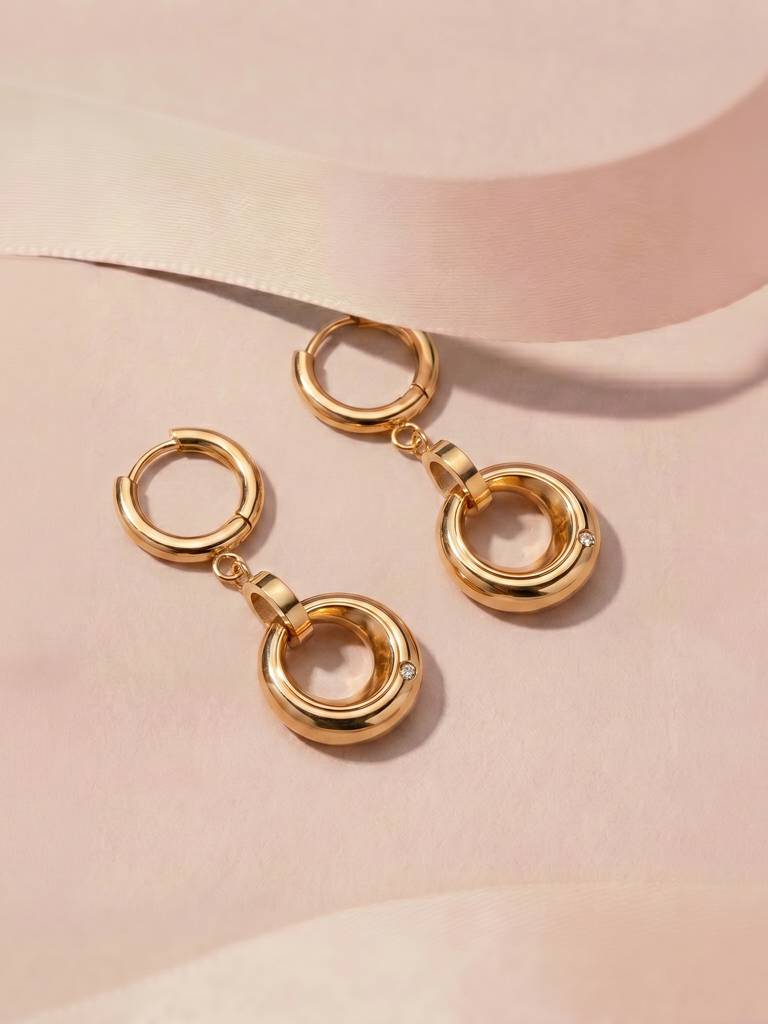 Layered Hoop Charm Earring For Women - Waterproof & Anti-Tarnish : ER0461