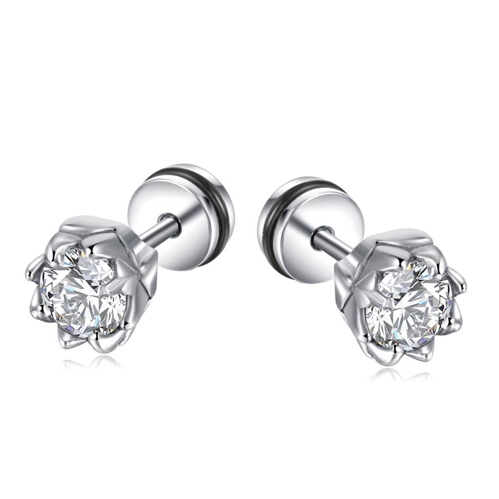 Peora Silver Plated American Diamond Studded Stud Earings Stylish Design Fashion Jewellery For Men & Boys (Px9Me39W) : PX9ME39W