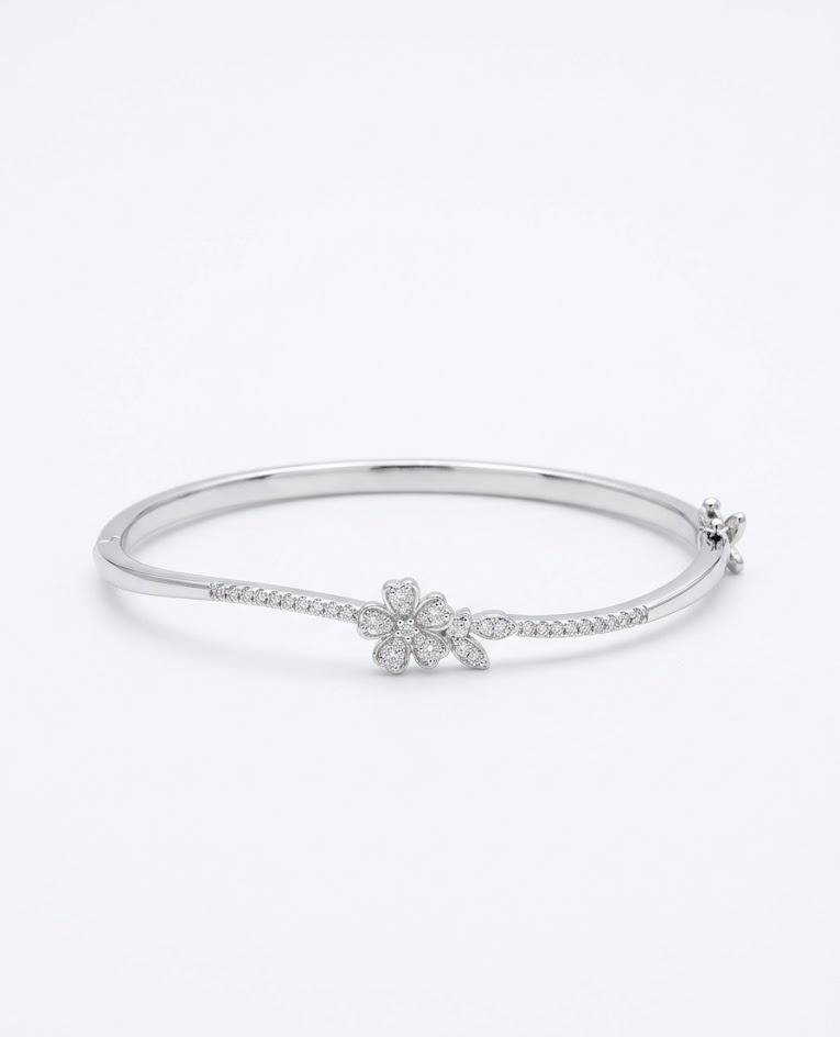 92.5 Sterling Silver Bloom Grace Floral Bracelet For Women : BR-6