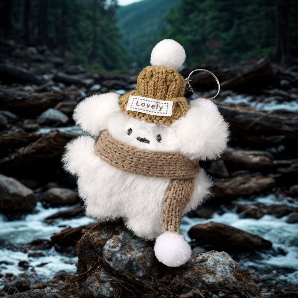 Plush Snowbark Dog Bag Charm : C-BG-0028-WH