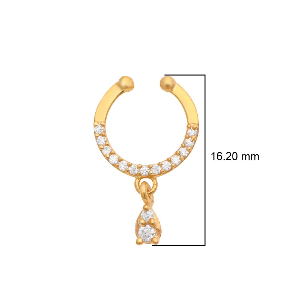 Yellow Plated Cz Septum Nose Ring 925 Sterling Silver : snp-0009