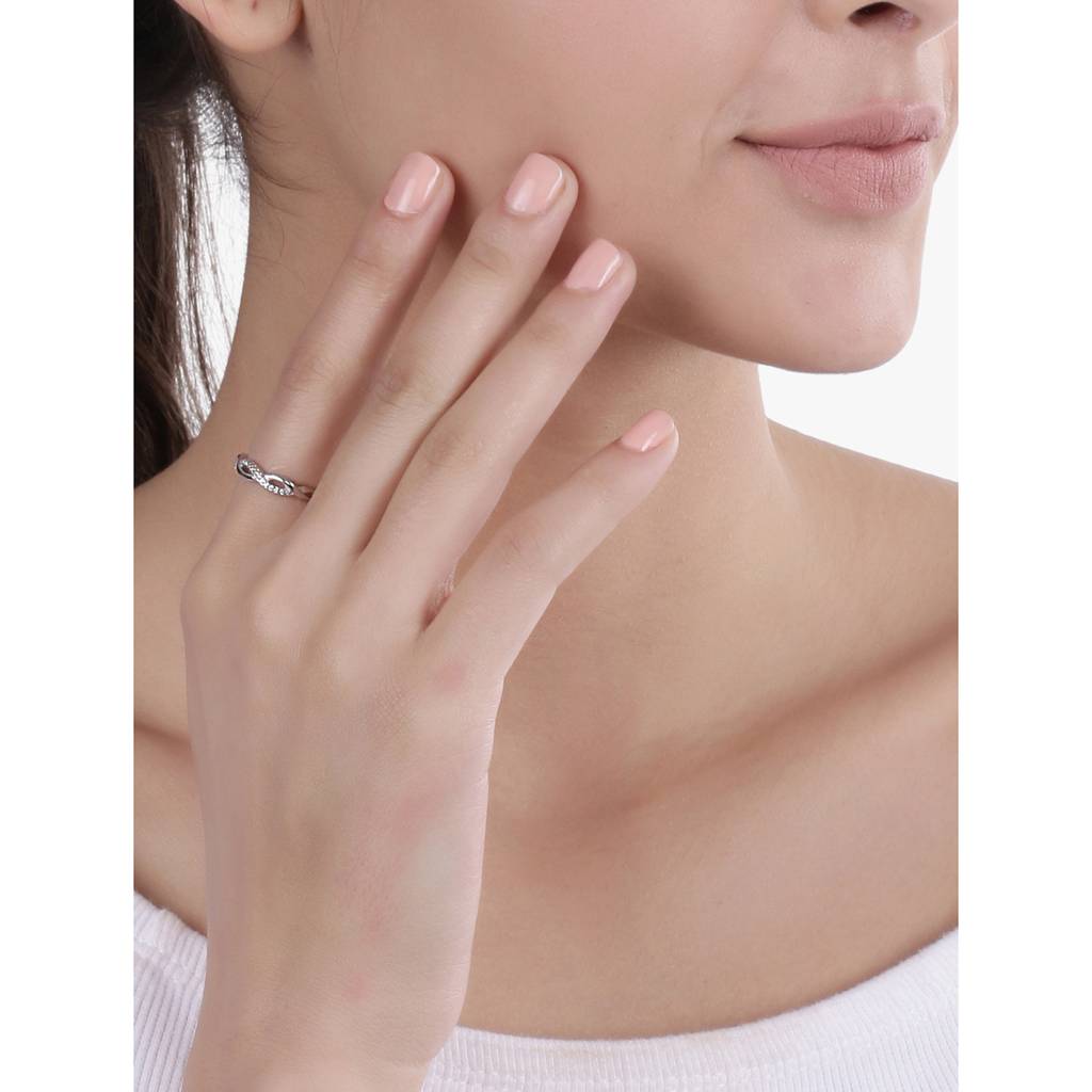 Combo Western Earrings Jewellery Gift Set For Women Girls With Silver Plated Crystal Infinity Couple Rings F : PFCCR31-PX8E128