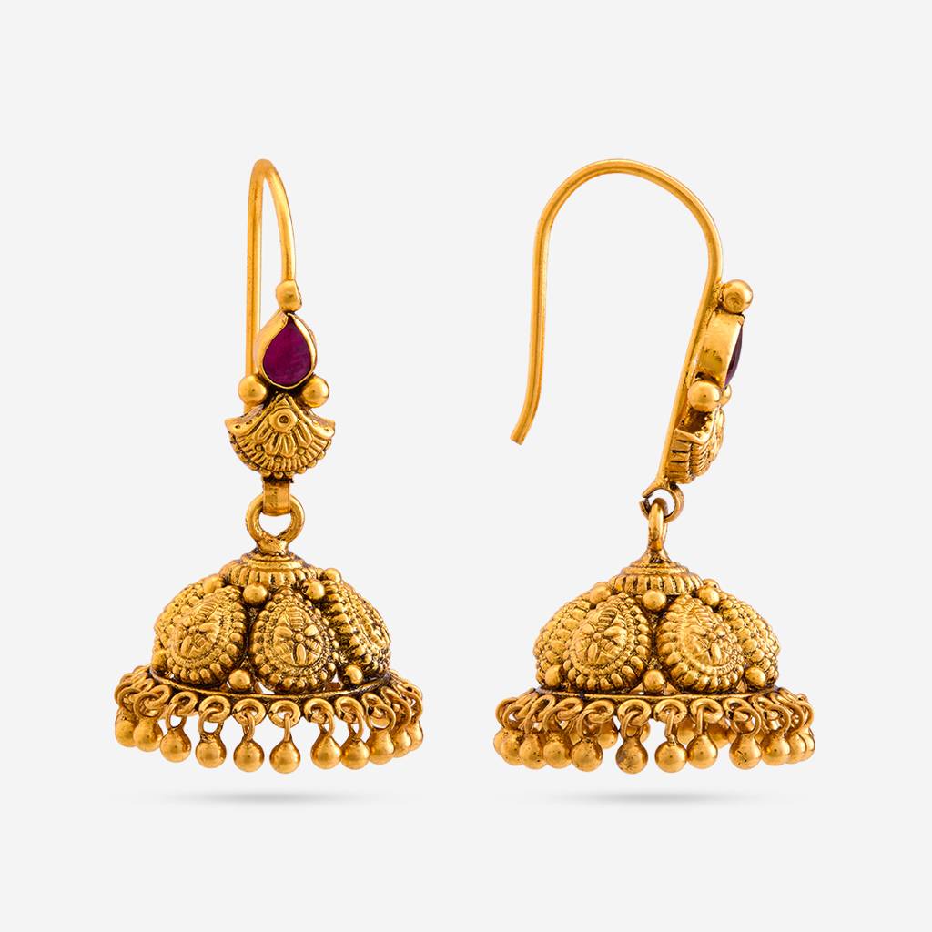 Ruby Gold - Plated Festive Temple Earring - 462026 : 462026