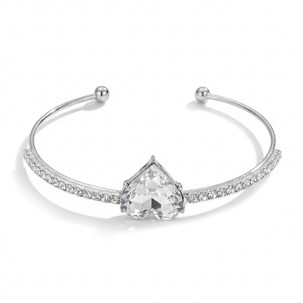 Crystal & Cubic Zirconia Studded Silver Plated Fancy Kada Bracelet Jewellery For Women & Girls : PX9B214RW