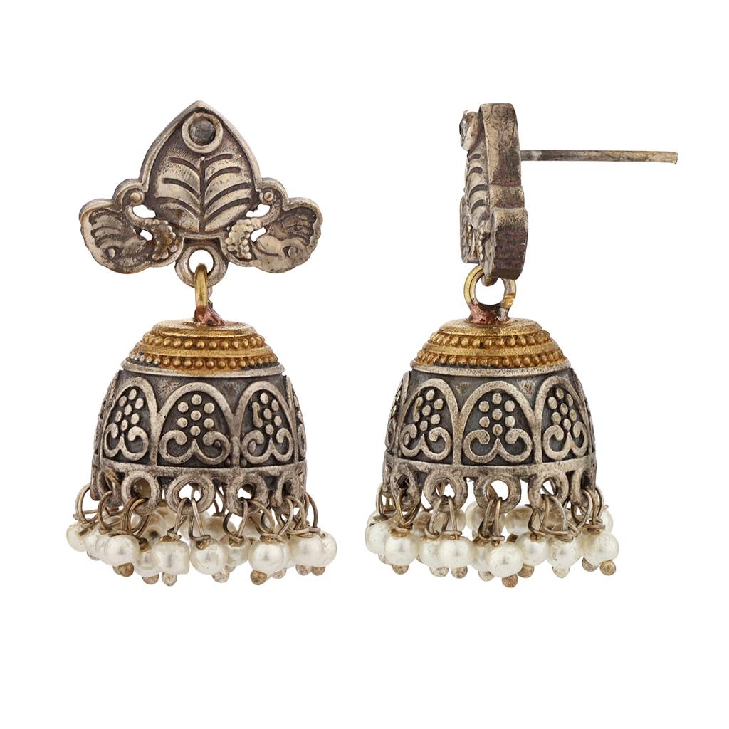 Antique Elegance Pearl Beaded Jhumki : 8905124582574