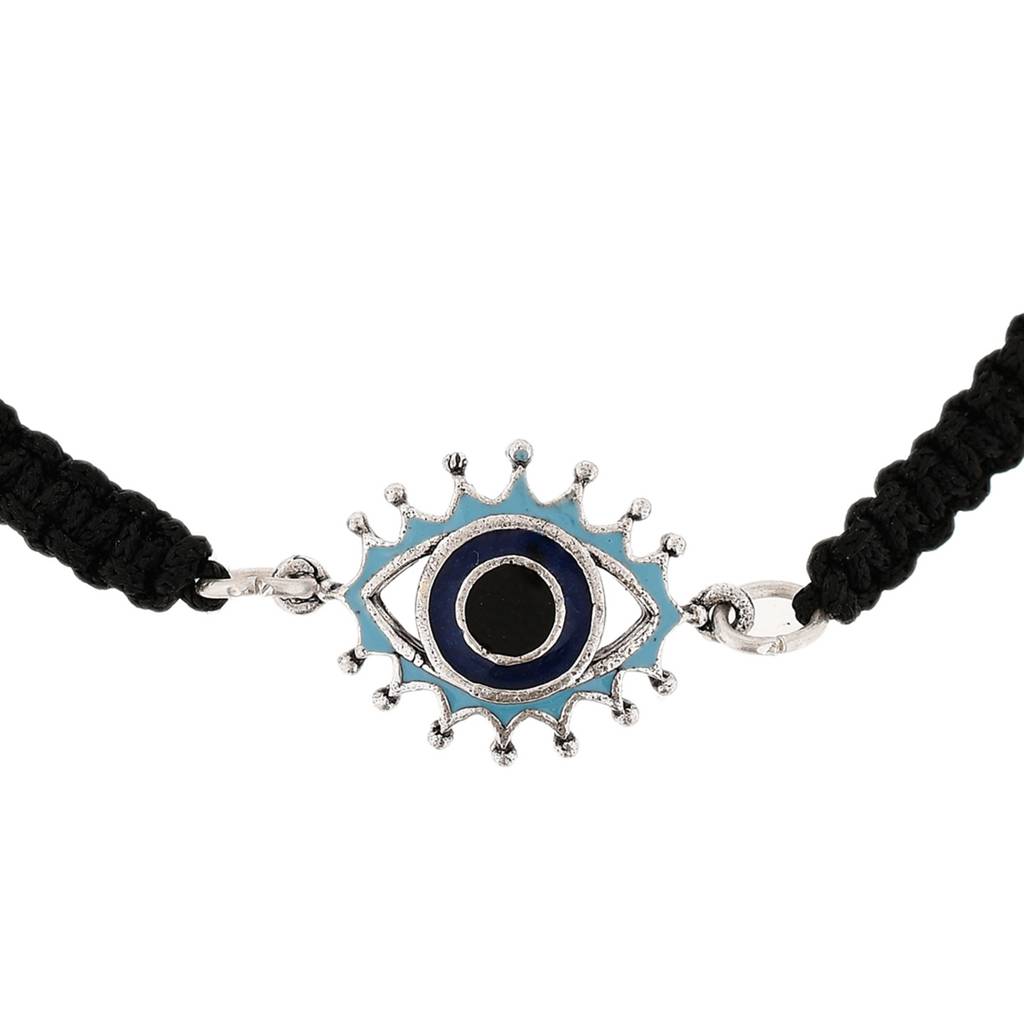 Evil Eye Black Silver Oxidized Bracelet. : 8905124479102
