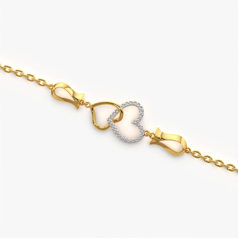 18K Gold Vermeil Interlocking Heart Tulip Bracelet : KBC0041