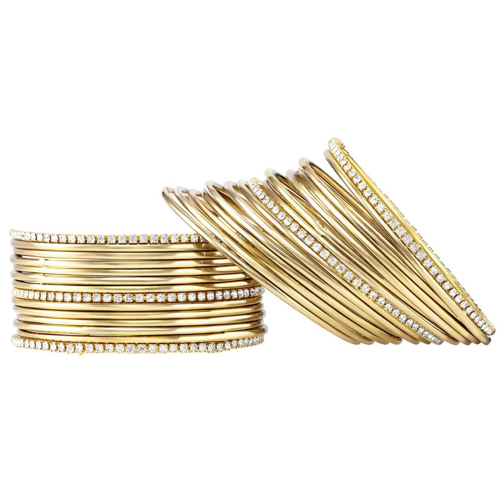 Peora Gold Plated Diamond Studded Metal Bangles Set Jewellery Ethnic Function Wear Navratri Gift For Women Girls : PF34B1877G-6