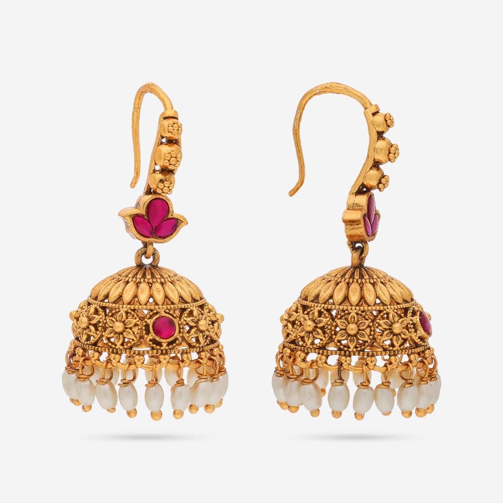 Ruby Gold - Plated Festive Antique Earring - 449605 : 449605