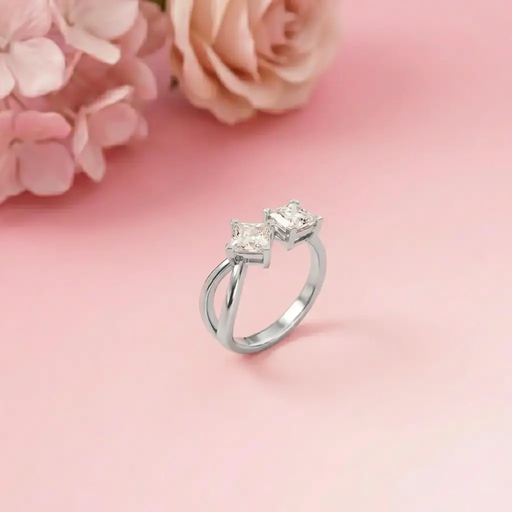 1Ct Moissanite Dual Princess Twist Ring : ZLM10015-10N