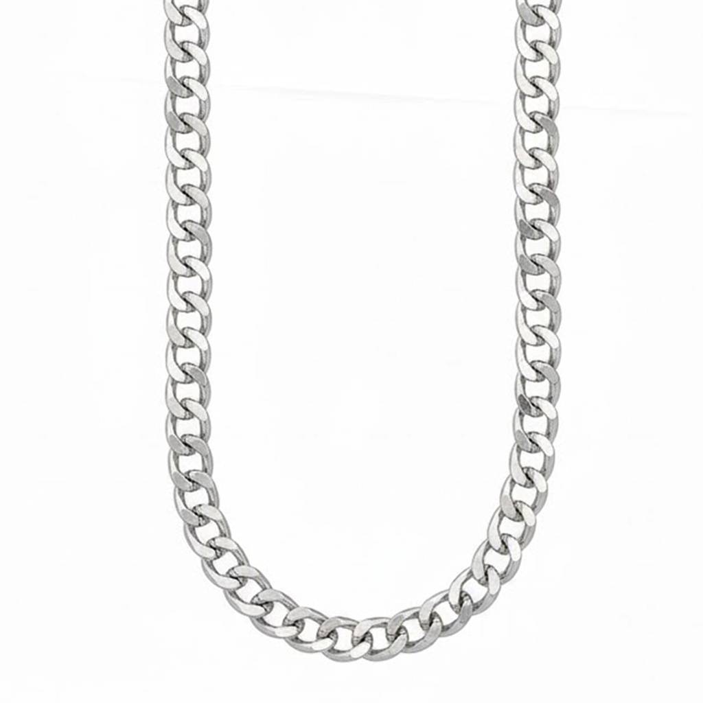 Fancy Cuban Link Chain For Men & Boys | Silver Plated | Stainless Steel | Casual Stylish Design Jewellery | Birth : PX9CH01S-1