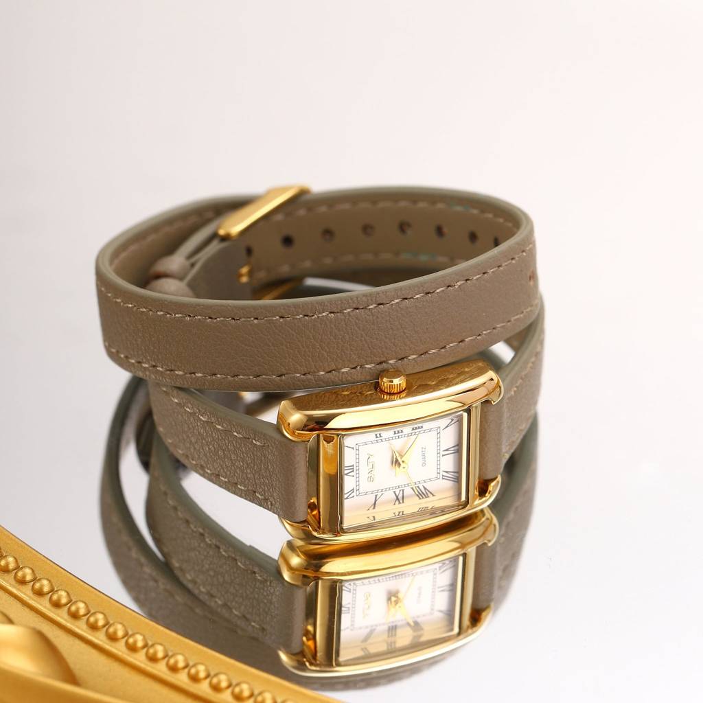 Vintage Muse Leather Strap Wrappable Watch : WT-S-0022-GY-WH
