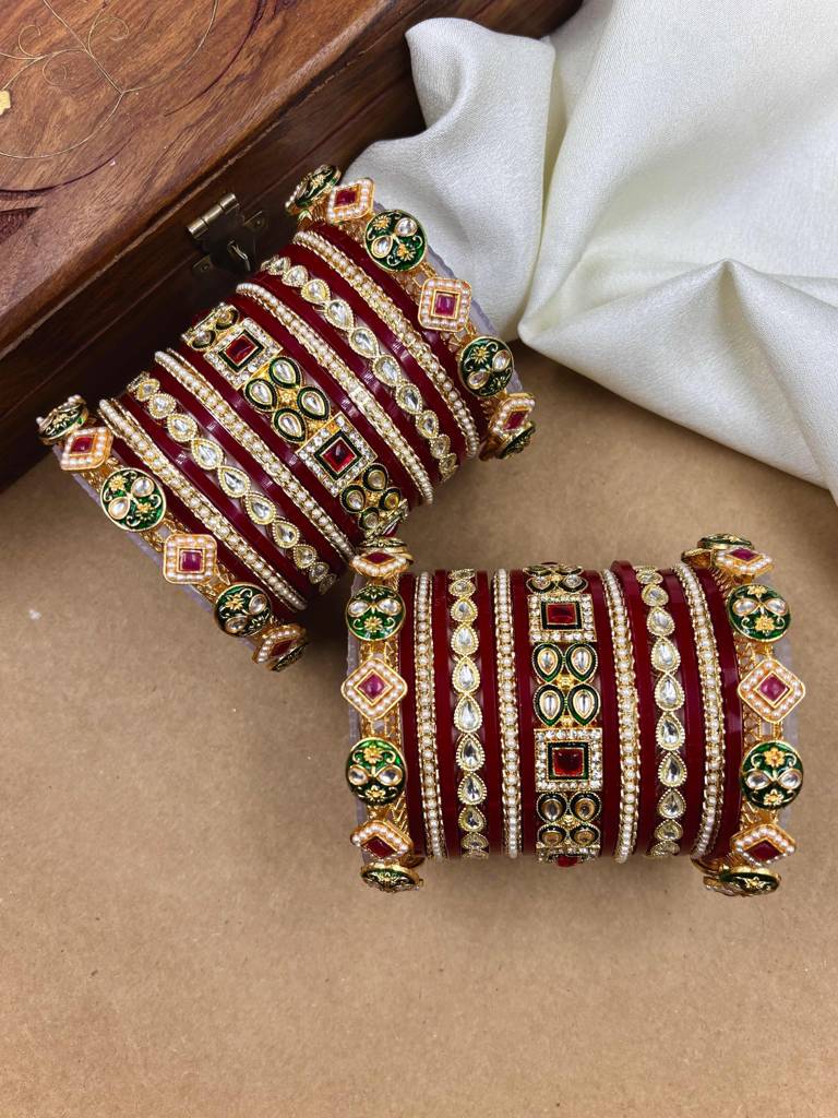 Polki Kundan Punjabi Chuda Set : HB-73-24