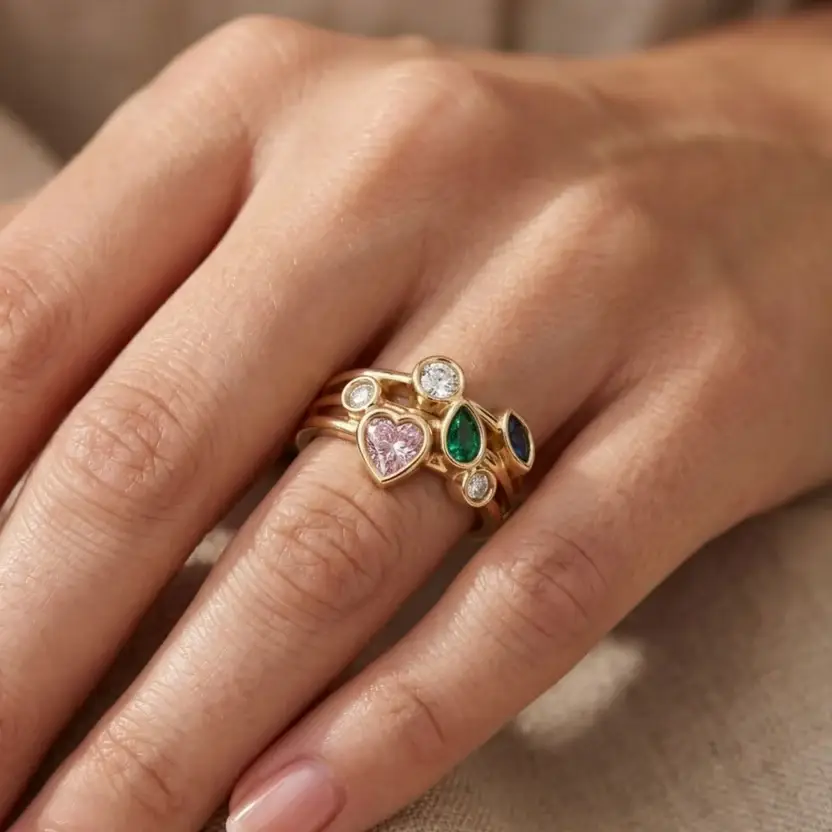 The Kaleidoscope Cluster Pure Silver Ring : VRG03-SL-9-G