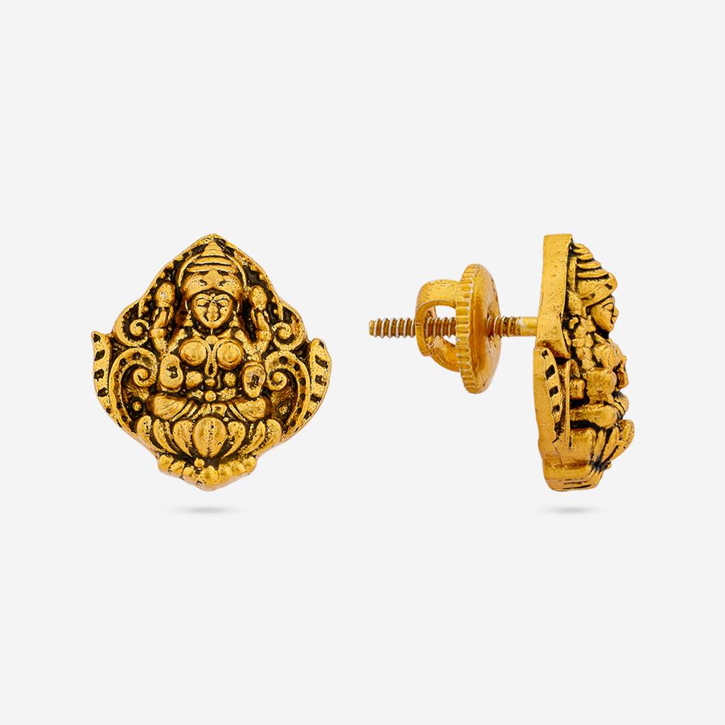 Gold - Plated Festive Temple Earring - 458781 : 458781