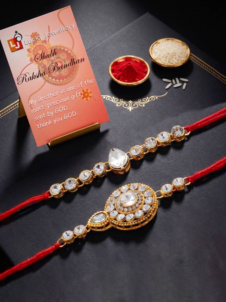 Traditional Rakhi For Bhaiya/Bhabhi Red Thread Rakshabandhan Rakhie (Pack Of 2) Rakhee Rakshasutra : 159-L1R1-21-W-2-2026
