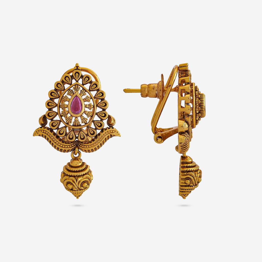 Ruby Gold - Plated Festive Antique Earring - 430441 : 430441