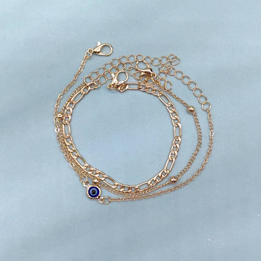 3-Piece Evil Eye Minimalist Bracelet : BC34597-G-BU