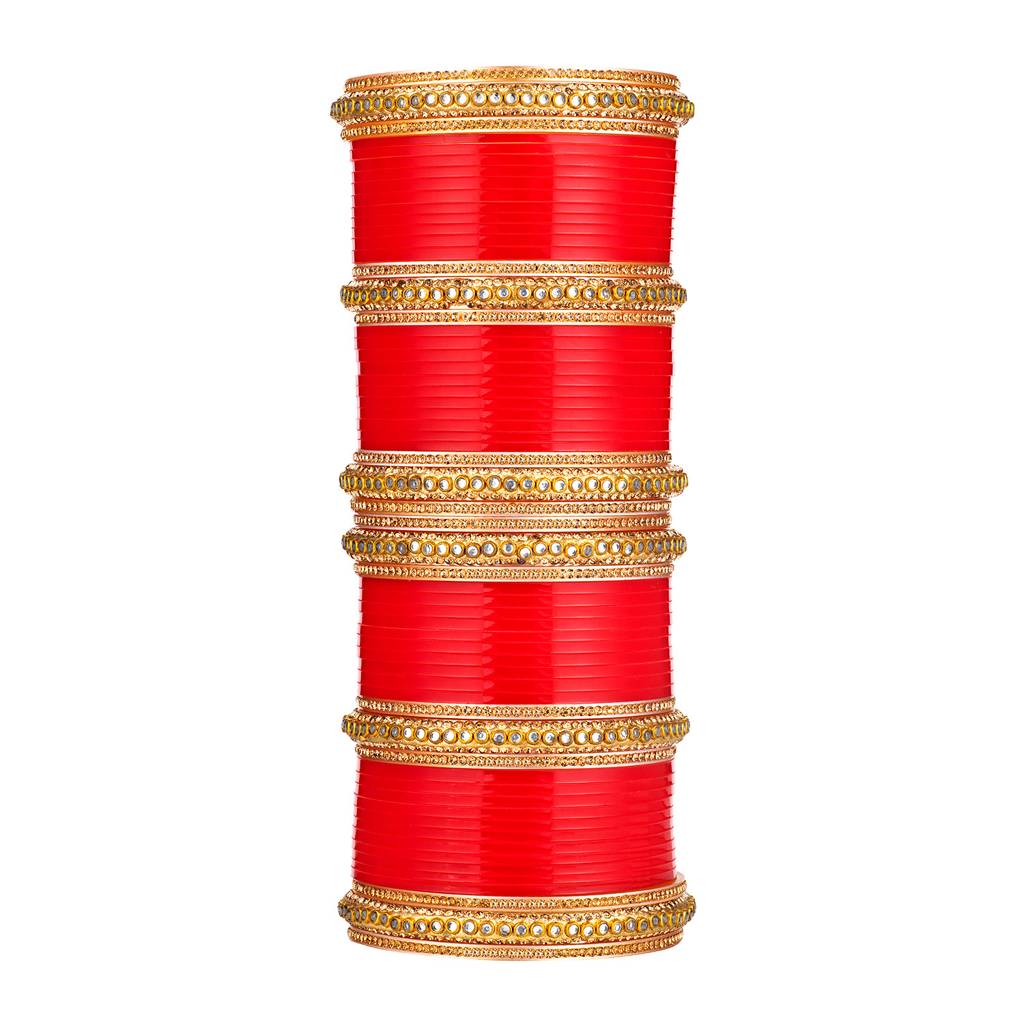 Peora Red Chuda Chura Bangle Set Indian Traditional Ethnic Fashion Jewellery For Women : PF51B25R
