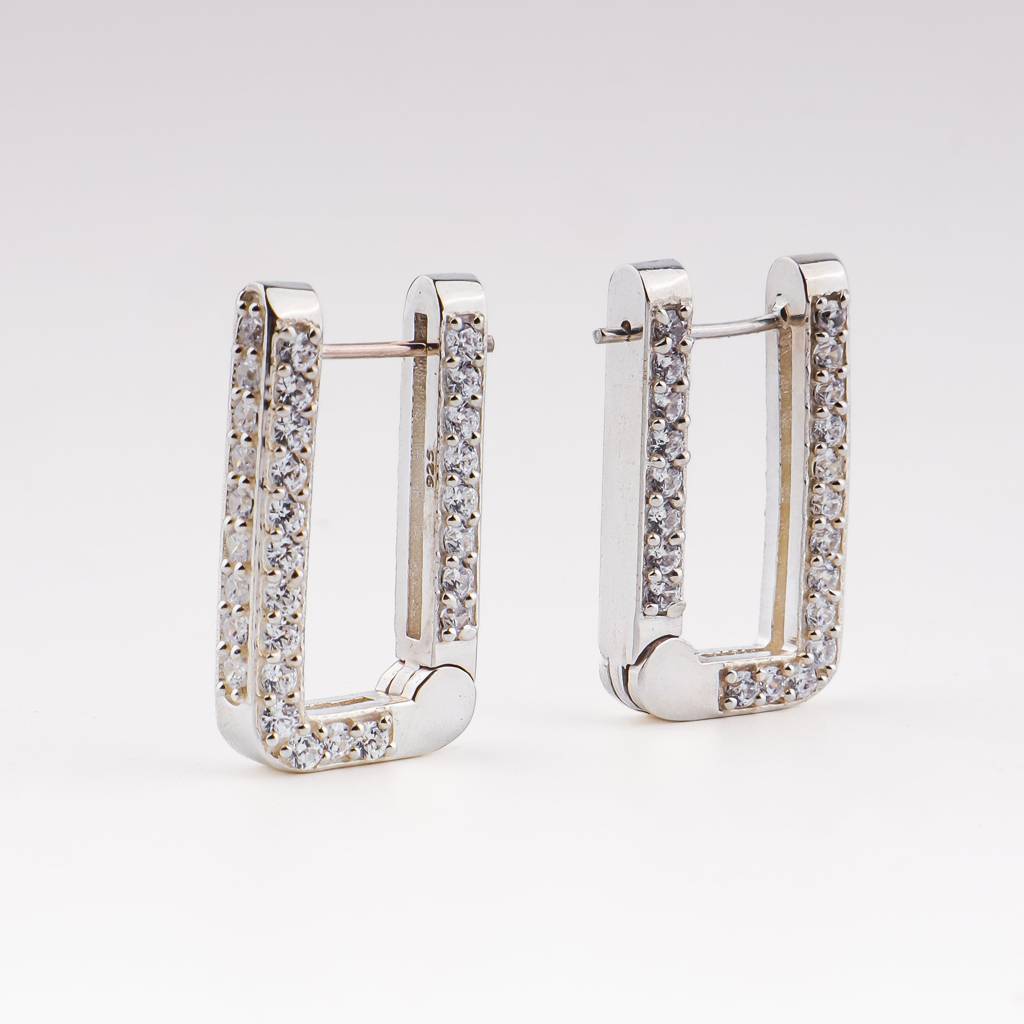 Silver U Shaped Hoops With Cz Stones : Silver_U_Shaped_Hoops_with_CZ_Stones_Oct25