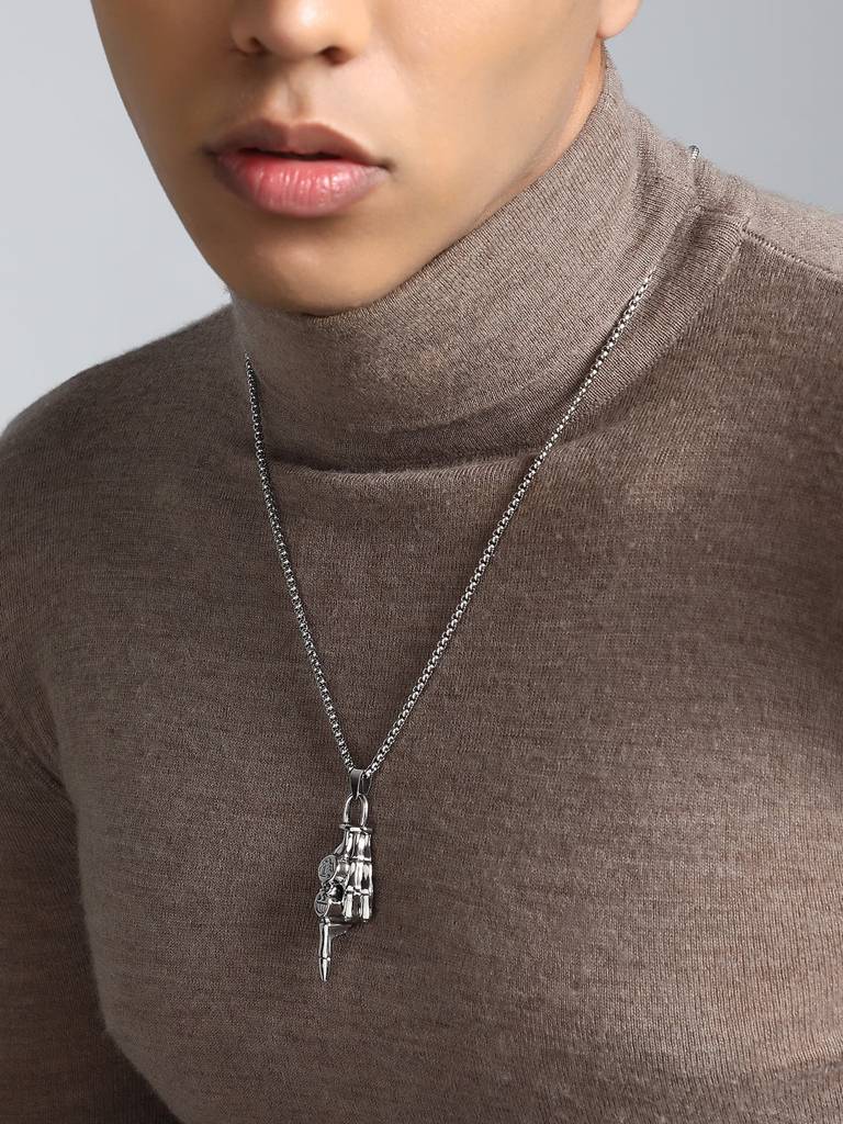 Men'S The Skelly Pendant Necklace - Metallic Silver : FAPD1142