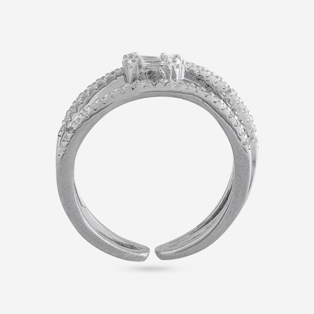 White Rodium Plated - Office Wear Silver Finger Ring - 465867 : 465867