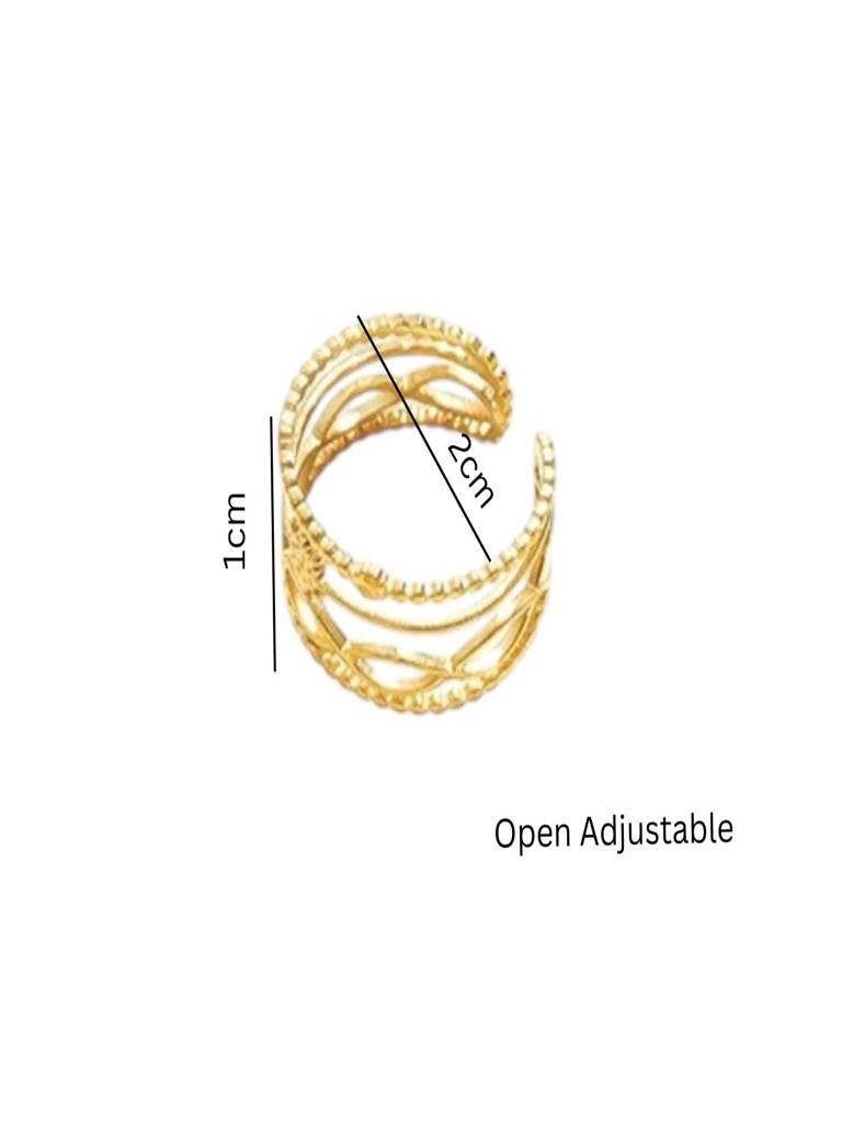 Hollow Quad Layer Ring For Women Anti-Tarnish Waterproof 18K Gold Plated : ALL1125R368