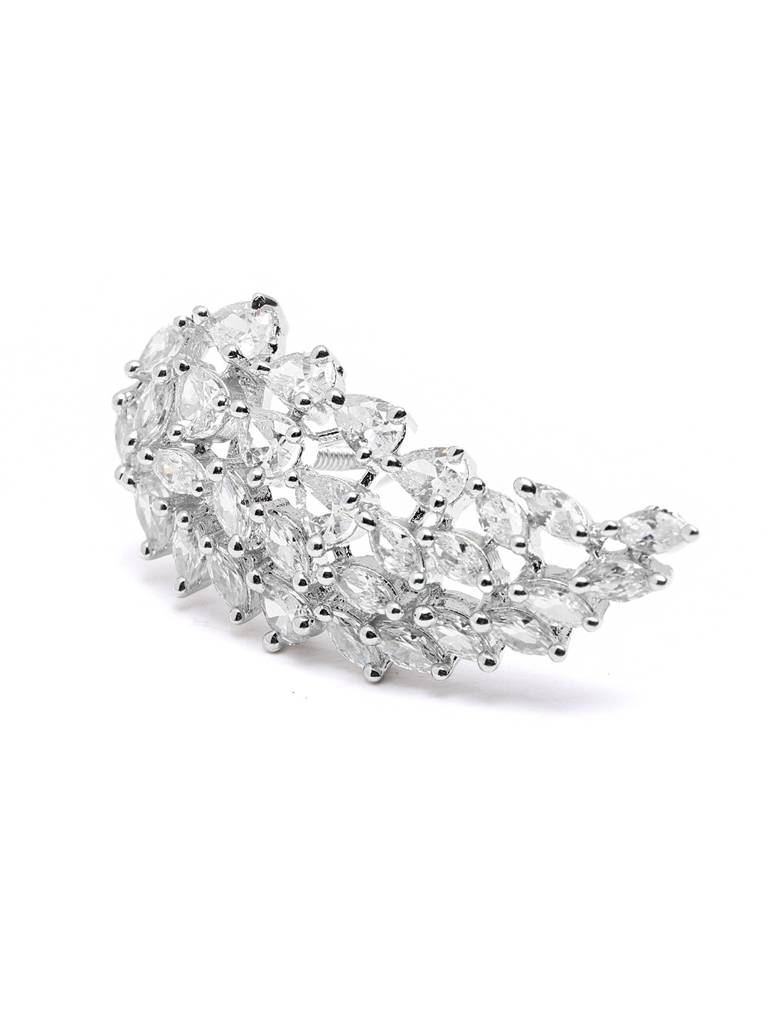 Feather Shaped American Diamond Stud Earrings : YI24A0795E