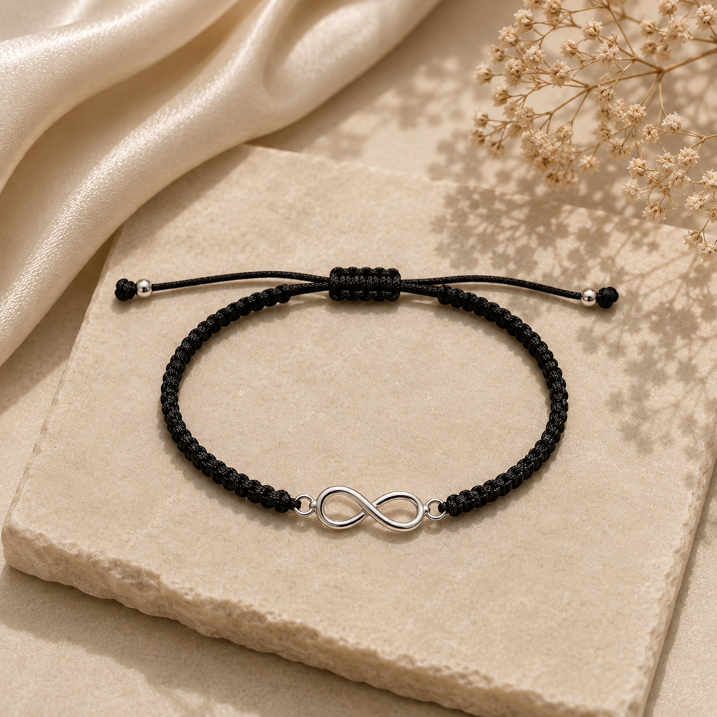 925 Sterling Silver Infinity Bracelet Rakhi Chocolate Gift Hamper : SMK-RAK-HMP-010