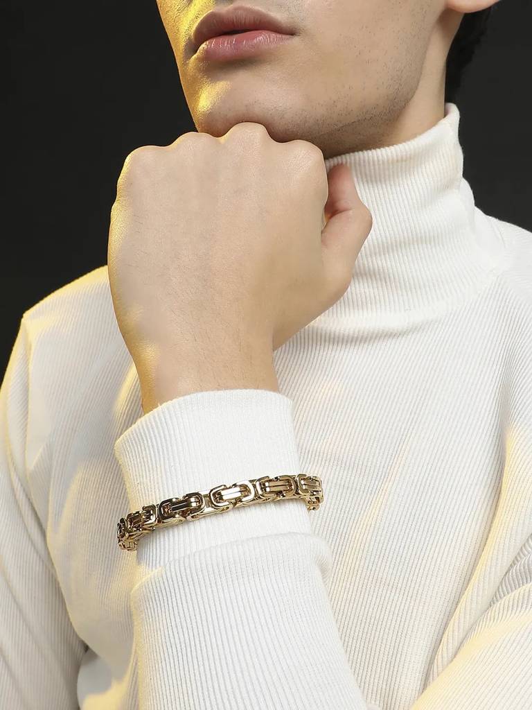 Men'S Twisted Chain Bracelet - Champayne Gold : FABR1101