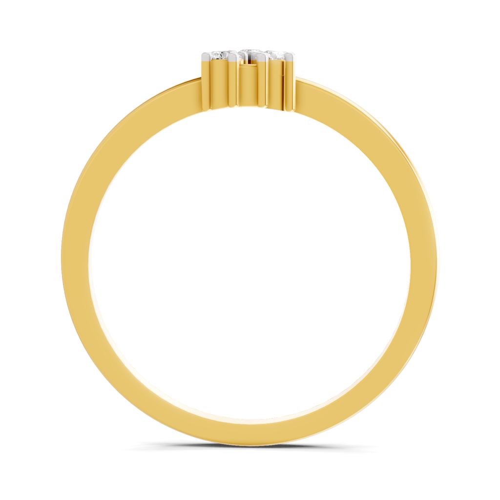 Lab Grown Diamond 0.08Ct 925 Sterling Silver Gold Plated Half Ring : SQR14667-RG-925S-008CT_5