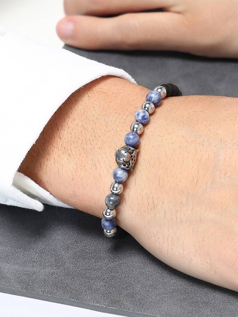 Men'S The Pantha Beaded Bracelet - Navy Blue : FABR1238