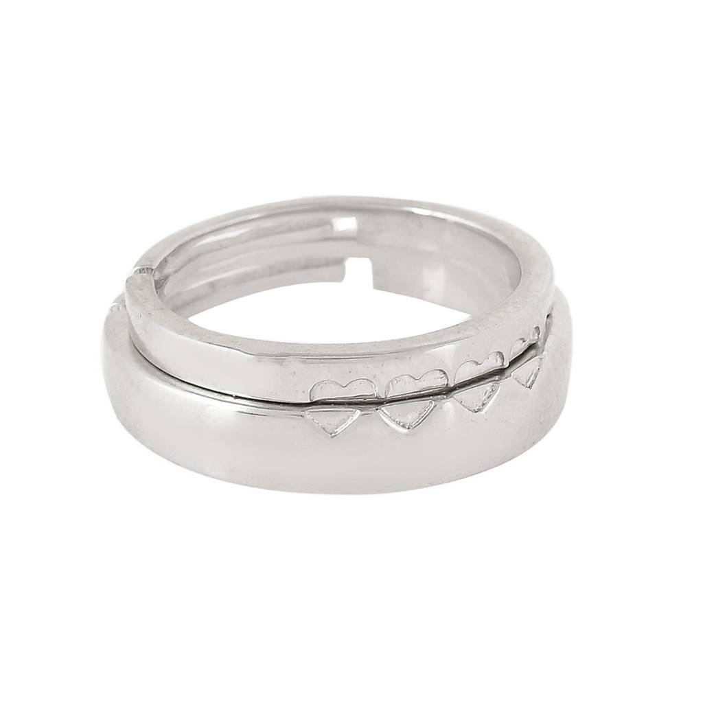 925 Sterling Silver Valentine'S Day Collection Aligned Hearts Couple Band Rings : 8905124492828