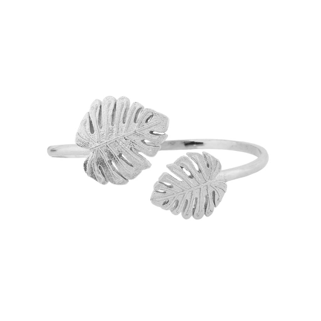 Hawaii Monstera Silver Wrap Cuff : 8905124524079