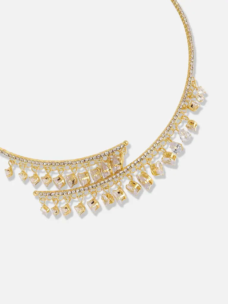 Sarah-Silver Plated Designer Party Necklace For Women : SOHNCK3384